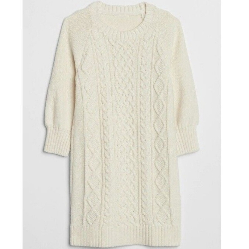 Gap Kids Cream Cable Knit Sweater Dress